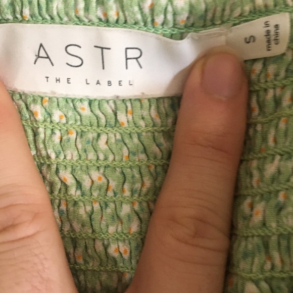 Astr The Label Heiress Ruched Mini Dress Mint Orange Ditsy Smocked Tie Straps S - Picture 9 of 14